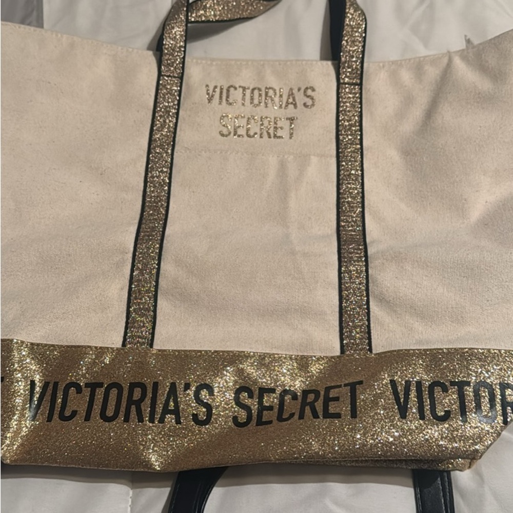 Victoria's Secret Gold and Black Glam Tote